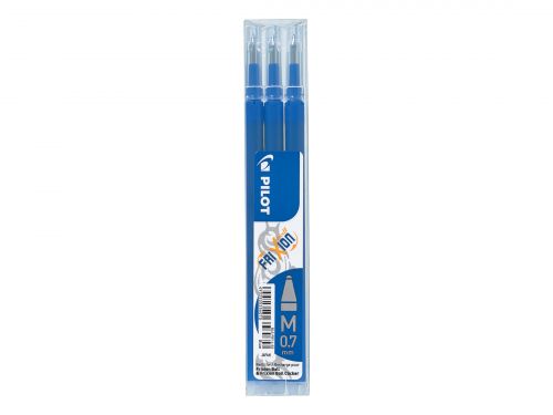 Pilot FriXion Ball Clicker Erasable Rollerball Pen Refills 0.7mm Pack of 3  Blue