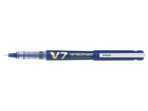 Rollerball Pens Pilot Begreen V7 Hi-Tecpoint Cartridge System Liquid Ink Rollerball Pen Recycled 0.7mm Tip 0.5mm Line Blue (Pack 10)