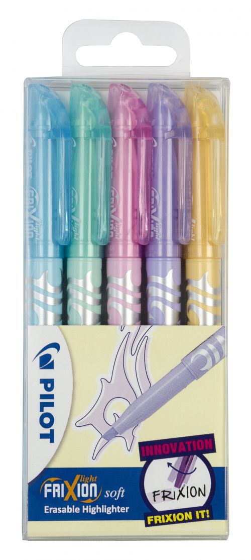 Highlighters Pilot FriXion Erasable Highlighter Pen Chisel Tip 3.8mm Line Assorted Colours (Pack 5)