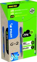 Pilot G-207 Retractable Gel Rollerball Pen 0.7mm Tip 0.39mm Line Blue Greenpack (Pack 12 + 12 Refills) - WLT556183