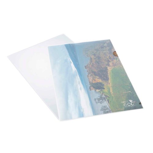 Rapesco+ECO+A4+Biodegradable+Clear+Cut+Flush+Folder.+Open+Top+%26+Side+with+Thumb+Cut.+Pack+of+25