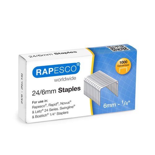 Rapesco+Box+of+1000+Office+Staples%2C+24%2F6mm+Size%2C+Heavy+Duty