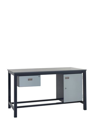 Kit A - 1200mm Heavy Duty Workbench With Accessories - Laminate Worktop - Single Drawer & Storage Cupboard Kit A - 1200mm Heavy Duty Workbench With Accessories - Laminate Worktop - Single Drawer & Storage Cupboard
