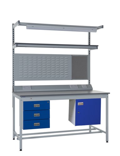 Square Tube Workbench - Laminate Top H.840 W.1200 D.750mm - Storage Cupboard, Triple Drawer Unit, 1180mm Rear Support Posts, Service Duct Worktop Fitt Square Tube Workbench - Laminate Top H.840 W.1200 D.750mm - Storage Cupboard, Triple Drawer Unit, 1180mm Rear Support Posts, Service Duct Worktop Fitt
