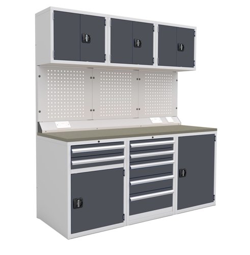 Euro slide Modular Workshop Kit 1 - Linoleum Worktop and Dark Grey Cupboards/Drawers Euro slide Modular Workshop Kit 1 - Linoleum Worktop and Dark Grey Cupboards/Drawers