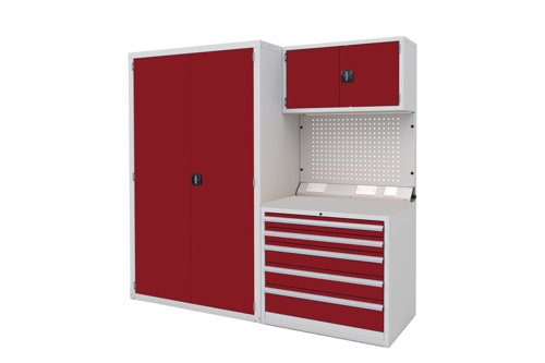 Euro slide Modular Workshop Kit 3 - Laminate Worktop and Red Cupboards/Drawers Euro slide Modular Workshop Kit 3 - Laminate Worktop and Red Cupboards/Drawers