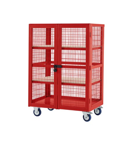 Boxwell Trolleys with doors 1355h x 900w x 600d mm plywood Red Boxwell Trolleys with doors 1355h x 900w x 600d mm plywood Red