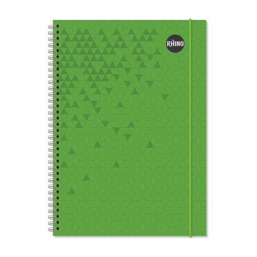 Rhino+A4+Polypropylene+Notebook+With+Elastic+Band+200+Page+Feint+Ruled+8mm+Green+%28Pack+6%29+-+RNSE8-6