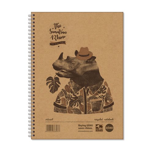 Save+The+Rhino+Recycled+Twinwire+Hardback+Notebook+A4+160+Pages+%28Pack+5%29+SRTWA4