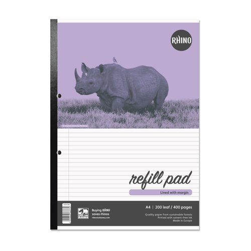Rhino+A4+Refill+Pad+400+Page+Feint+Ruled+6mm+With+Margin+%28Pack+5%29+-+V4DCNM-6