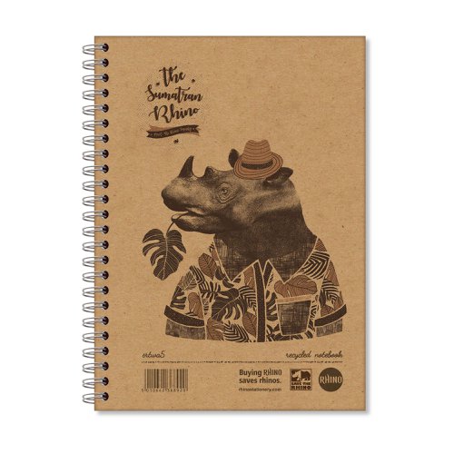 Save+The+Rhino+Recycled+Twinwire+Hardback+Notebook+A5+160+Pages+%28Pack+5%29+SRTWA5