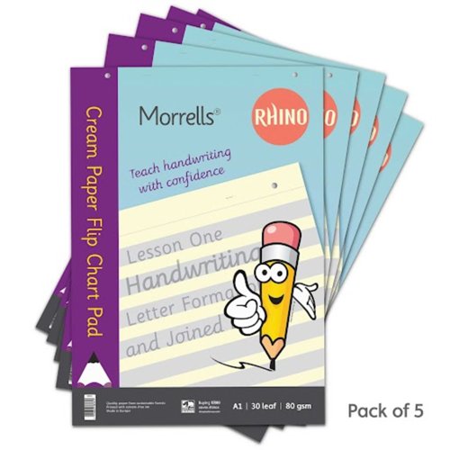 RHINO/Morrells Handwriting A1 Cream Flip Chart Pad 30 Leaf / 60 Pages RHINO/Morrells Handwriting A1 Cream Flip Chart Pad 30 Leaf / 60 Pages