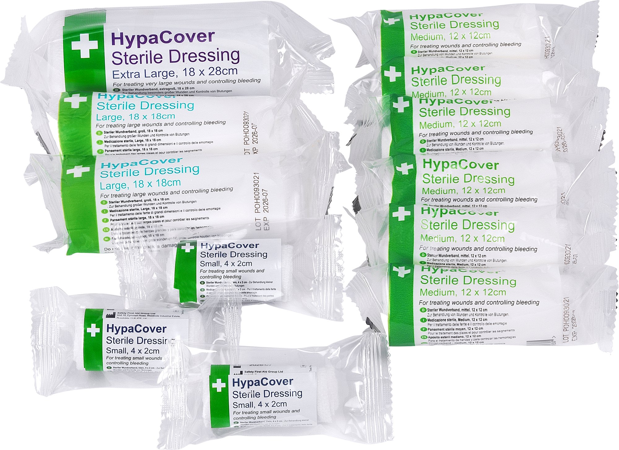 HYPACOVER ASST STERILE DRESSING PK12