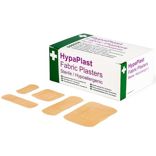 Plasters Safety First Aid HypaPlast Fabric Plasters Assorted Sizes (Pack 100) D8010