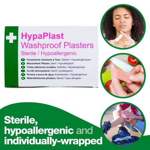 HypaPlast+Pink+Washproof+Plasters+Sterile+and+HypoAllergenic+Assorted+Sizes+%28Pack+100%29+-+D9010