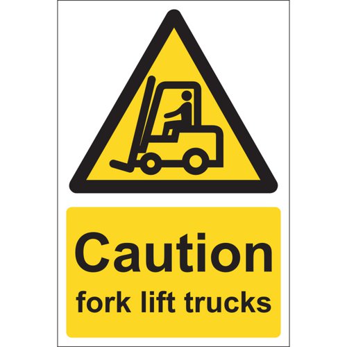 Caution+Fork+Lift+Trucks+Sign+Rigid%2C+20cm+x+30cm