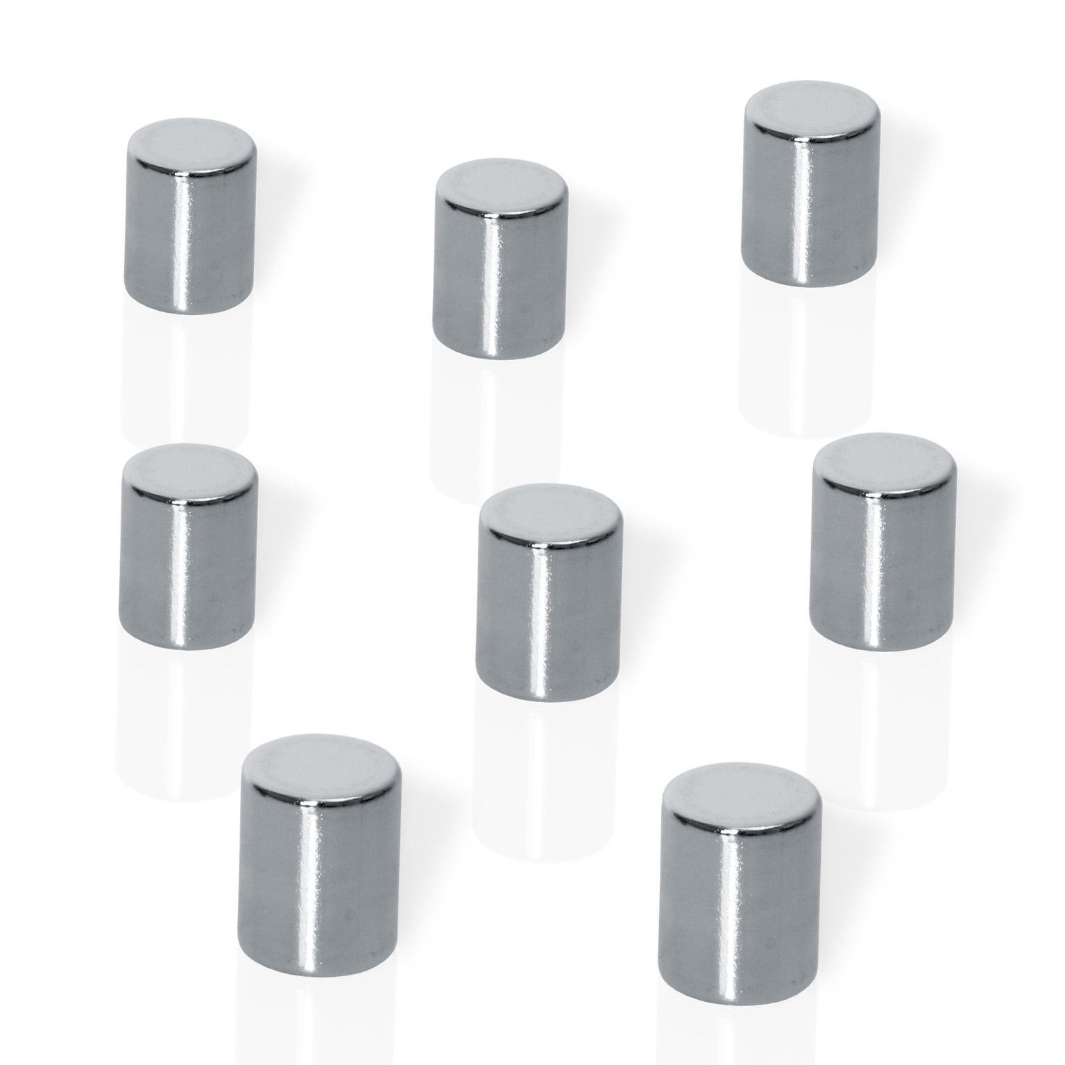 NEOD MAG CYLINDER SILVER 8X10MM 8 PCS