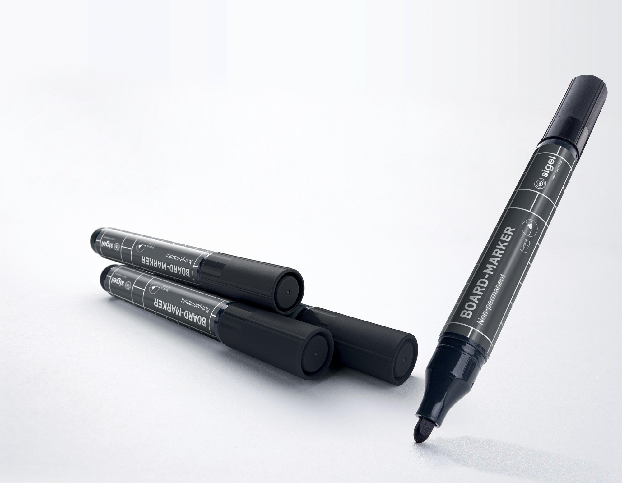 SIGEL GLASSBOARD MARKERS BLACK PACK 4