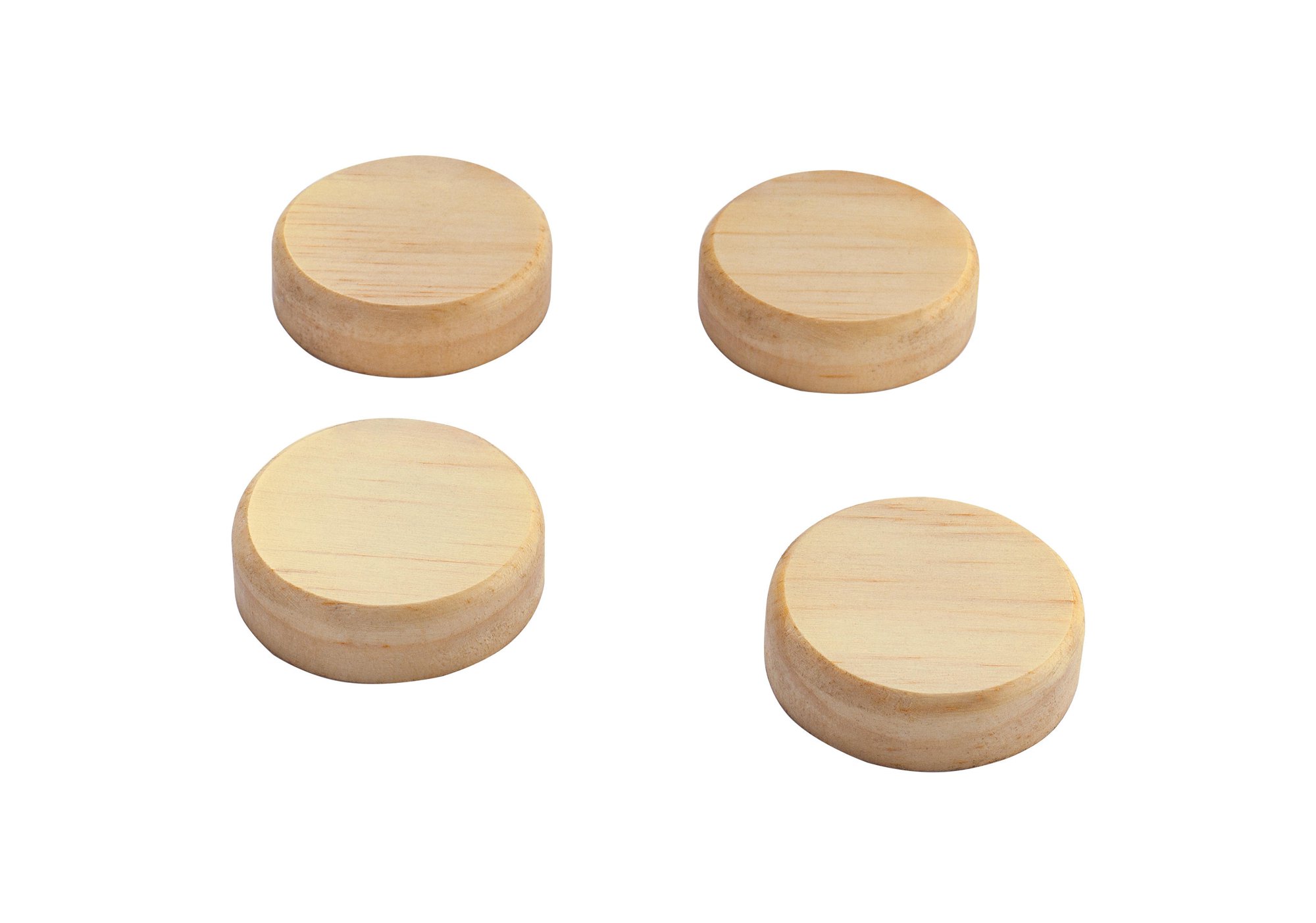WOODEN MAGNETS ROUND BEIGE 4 PCS.