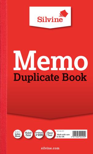 Duplicate Silvine 210x127mm Duplicate Memo Book Carbon Ruled 1-100 Taped Cloth Binding 100 Sets (Pack 6)
