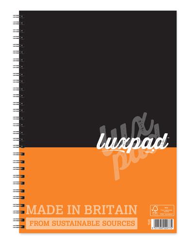 Silvine Luxpad FSC A4 Wirebound Hard Cover Notebook Ruled 160 Pages Black/Orange (Pack 6) - TWPA4