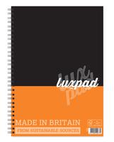 Silvine Luxpad FSC A4 Wirebound Card Cover Notebook Ruled 160 Pages Black/Orange (Pack 6) - TWPA4