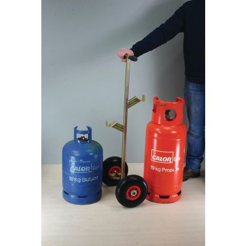 Twin hook cylinder trolleys, for 15kg butane and 13kg/19kg propane cylinders Twin hook cylinder trolleys, for 15kg butane and 13kg/19kg propane cylinders