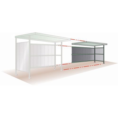 Traditional cycle shelters - extension bay - 2300mm wide closed back - painted Traditional cycle shelters - extension bay - 2300mm wide closed back - painted