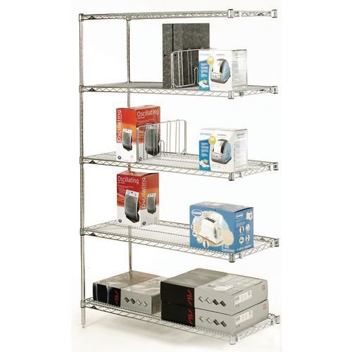 Slingsby chrome wire shelving system add-on bay - 5 shelf levels, height 1895mm Slingsby chrome wire shelving system add-on bay - 5 shelf levels, height 1895mm