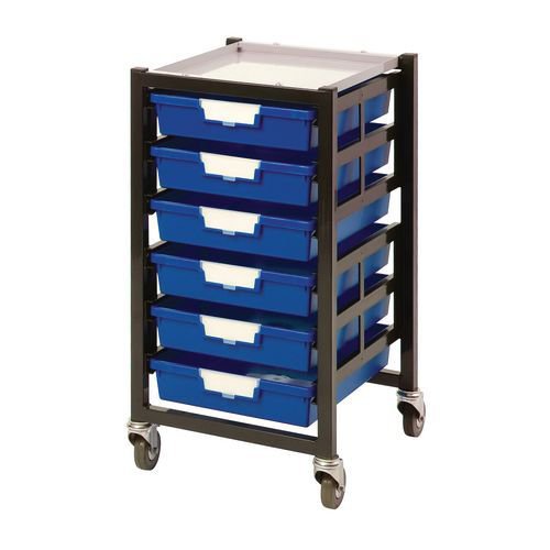 Premium mobile tray storage racks, Low level - A4 size trays with shallow trays - Choice of one or two column Premium mobile tray storage racks, Low level - A4 size trays with shallow trays - Choice of one or two column