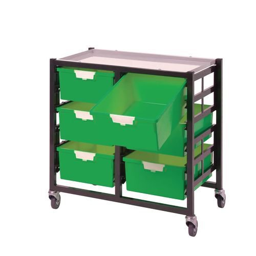 Premium mobile tray storage racks, Low level - A4 size trays with deep trays - Choice of one or two column Premium mobile tray storage racks, Low level - A4 size trays with deep trays - Choice of one or two column