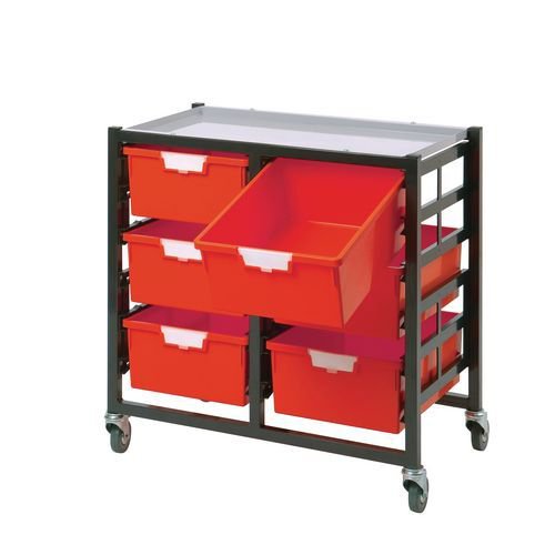 Premium mobile tray storage racks, Low level - A4 size trays with deep trays - Choice of one or two column Premium mobile tray storage racks, Low level - A4 size trays with deep trays - Choice of one or two column