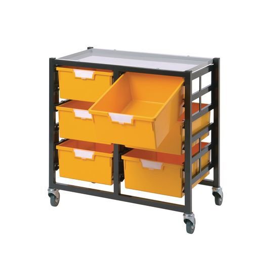 Premium mobile tray storage racks, Low level - A4 size trays with deep trays - Choice of one or two column Premium mobile tray storage racks, Low level - A4 size trays with deep trays - Choice of one or two column