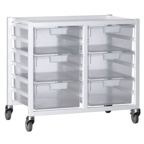Premium white racks with transparent trays - Low level A4 mobile racks Premium white racks with transparent trays - Low level A4 mobile racks