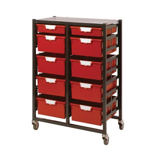 Premium mobile tray storage racks - A4 size trays 4 deep trays and one shallow per column in two or three column units Premium mobile tray storage racks - A4 size trays 4 deep trays and one shallow per column in two or three column units