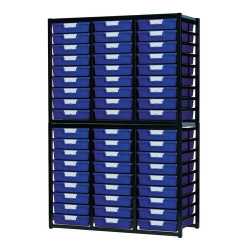 Premium static tray storage racks, with 30 blue A4 size trays Premium static tray storage racks, with 30 blue A4 size trays