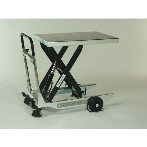 Galvanised mobile lifting tables - Manual footpump, 300kg capacity Galvanised mobile lifting tables - Manual footpump, 300kg capacity