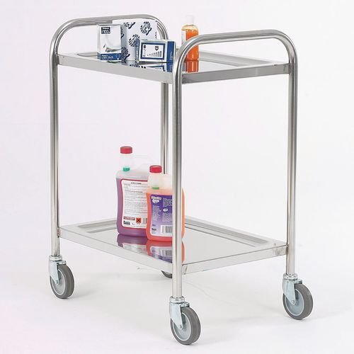 High grade stainless steel shelf trolleys with 2 shelves 575 x 400mm High grade stainless steel shelf trolleys with 2 shelves 575 x 400mm