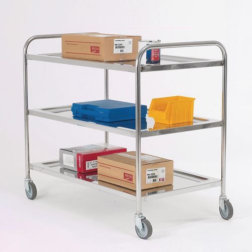 High grade stainless steel shelf trolleys with 3 shelves 575 x 400mm High grade stainless steel shelf trolleys with 3 shelves 575 x 400mm