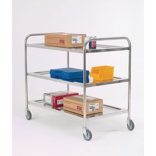 High grade stainless steel shelf trolleys with 3 shelves 875 x 480mm High grade stainless steel shelf trolleys with 3 shelves 875 x 480mm