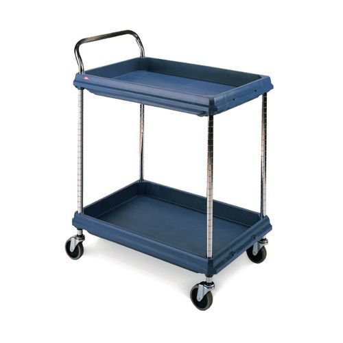 Deep ledge plastic shelf trolleys with 2 blue shelves 984 x 689mm Deep ledge plastic shelf trolleys with 2 blue shelves 984 x 689mm