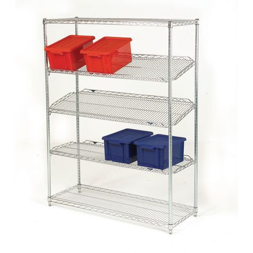 Qwikslot zinc chrome plated shelving units - 5 shelf levels, height 1895mm Qwikslot zinc chrome plated shelving units - 5 shelf levels, height 1895mm