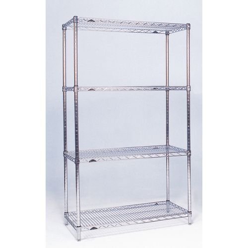 Slingsby chrome wire shelving system starter bay - 4 shelf levels, height 1590mm Slingsby chrome wire shelving system starter bay - 4 shelf levels, height 1590mm