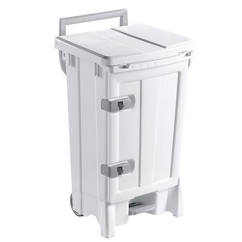 Front opening mobile hygiene sackholder with pedal, white Front opening mobile hygiene sackholder with pedal, white