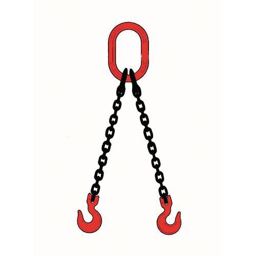 Kuplex grade 8 and 10 chain slings, 2m reach - with safety hooks, double leg Kuplex grade 8 and 10 chain slings, 2m reach - with safety hooks, double leg