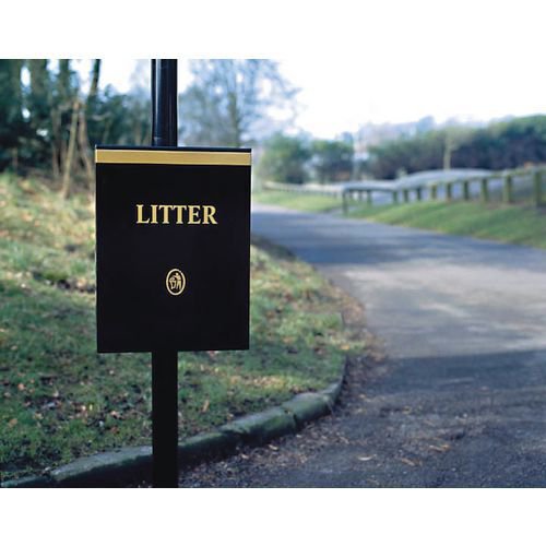 Victorian style steel post & wall mounted open top litter bin post mounted Victorian style steel post & wall mounted open top litter bin post mounted