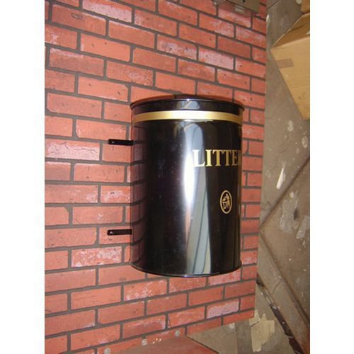 Victorian style steel post & wall mounted open top litter bin wall mounted Victorian style steel post & wall mounted open top litter bin wall mounted