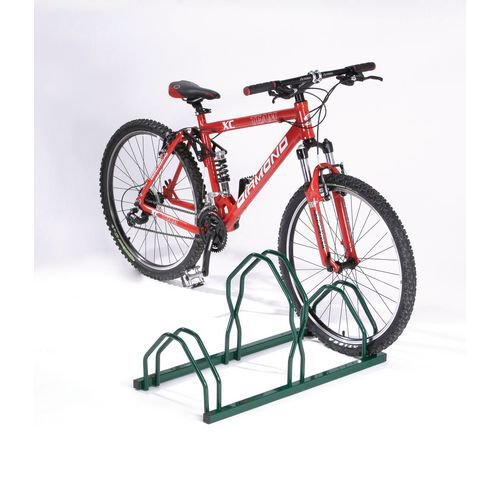 Staggered height floor / wall mounted cycle racks - Green Staggered height floor / wall mounted cycle racks - Green