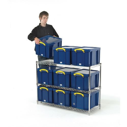 Really Useful Box® wire-shelf archive storage with containers- Complete with 9 opaque boxes Really Useful Box® wire-shelf archive storage with containers- Complete with 9 opaque boxes