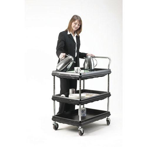 Deep ledge catering and clearing shelf trolleys - 3 tier - Black Deep ledge catering and clearing shelf trolleys - 3 tier - Black